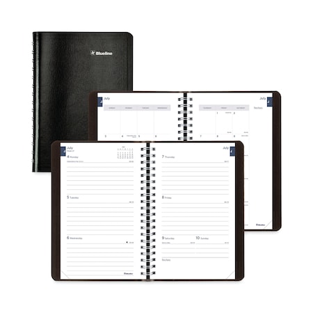Blueline Academic Weekly/Monthly Planner, 8 x 5, Black Cover, 13-Month (Jul to Aug): 2022 to 2023 CA101.BLK